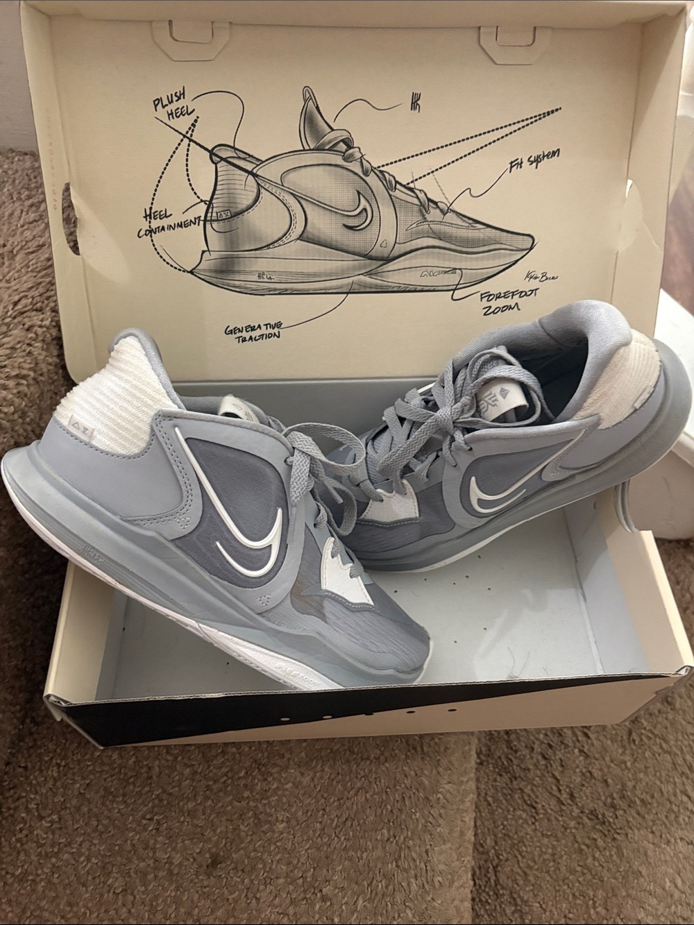 Nike Gray and White Basketball Sneakers